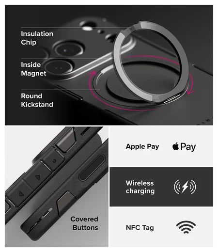 Ringke Alles iPhone 17 Pro Hoesje 360° MagSafe Standaard Gunmetal afbeelding 11