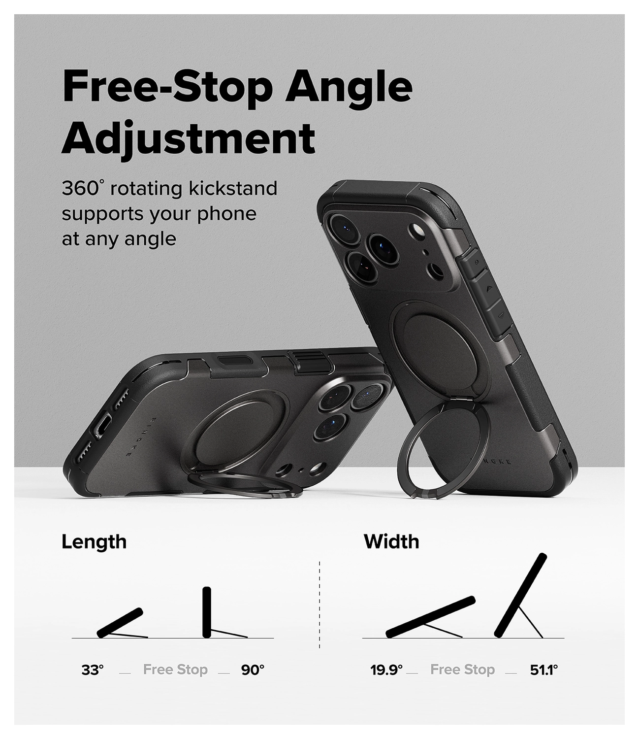 Ringke Alles iPhone 17 Pro Hoesje 360° MagSafe Standaard Gunmetal afbeelding 4