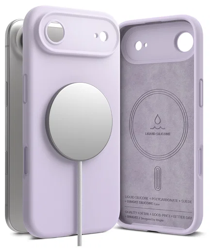 Ringke Silicone Magnetic Apple iPhone Air Hoesje MagSafe Back Cover Paars afbeelding 1