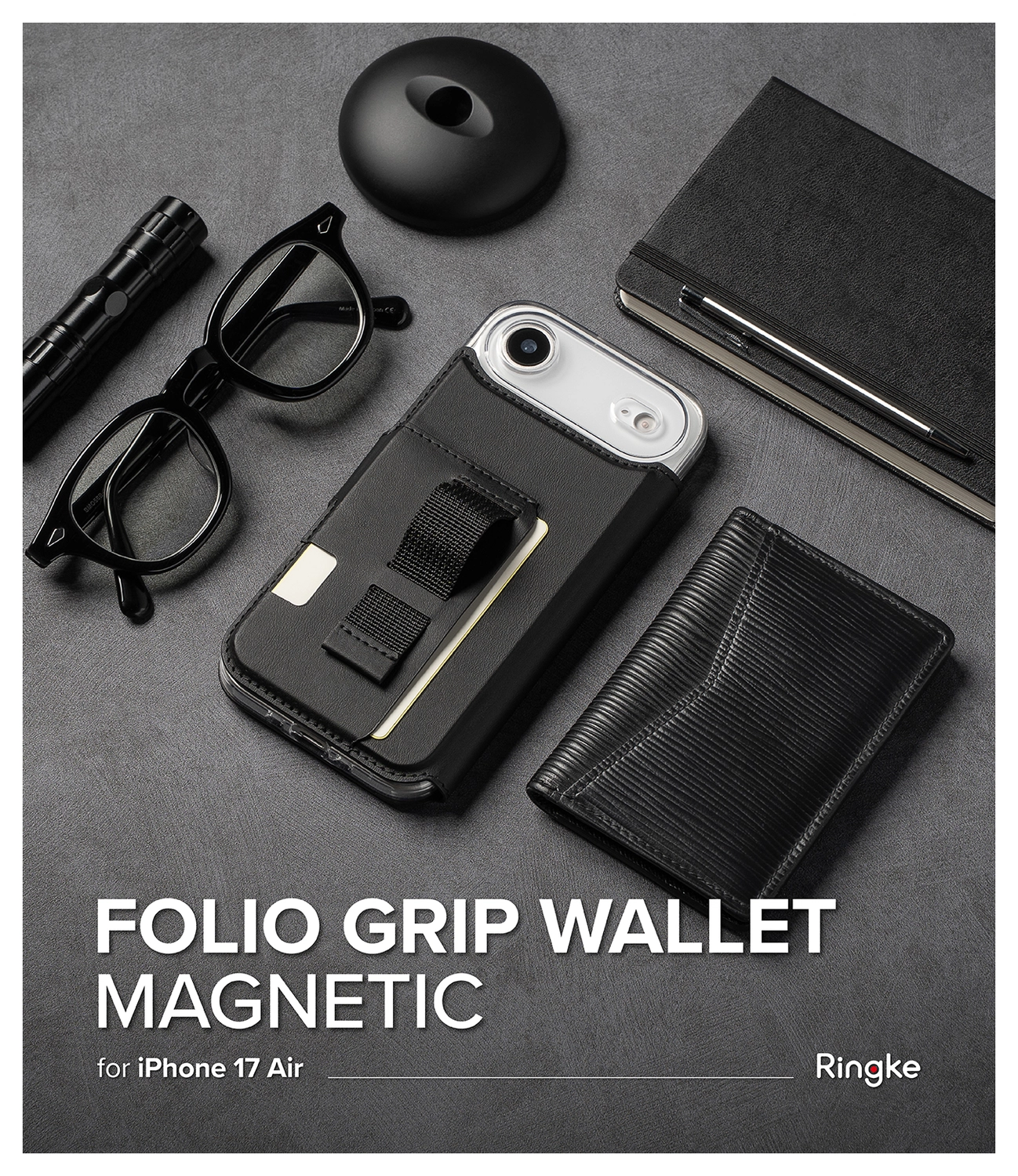 Ringke Folio Grip Wallet Magnetic Apple iPhone Air Hoesje Zwart afbeelding 8