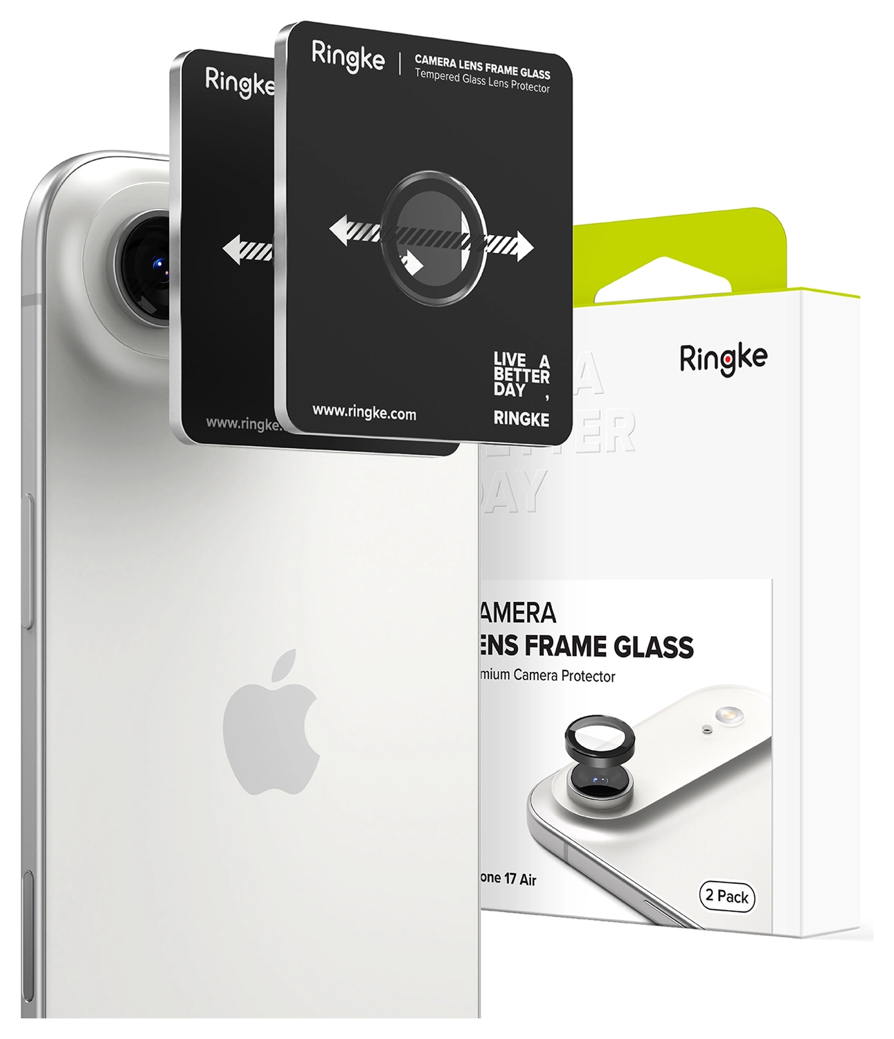 Ringke Frame Glass iPhone Air Camera Protector Tempered Glass (2-Pack) afbeelding 1