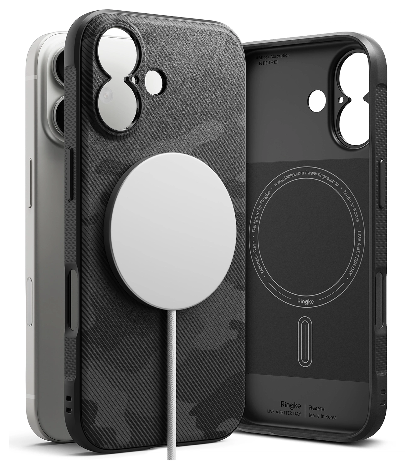 Ringke Onyx Magnetic Apple iPhone 17 Hoesje MagSafe Camo Zwart afbeelding 1