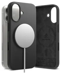 Ringke Silicone Magnetic Apple iPhone 17 Hoesje MagSafe Back Cover Zwart afbeelding