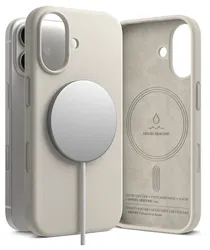 Ringke Silicone Magnetic Apple iPhone 17 Hoesje MagSafe Back Cover Beige afbeelding