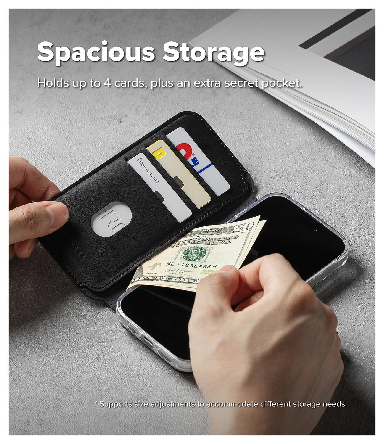 Ringke Folio Grip Wallet Magnetic Apple iPhone 17 Hoesje Zwart afbeelding 4