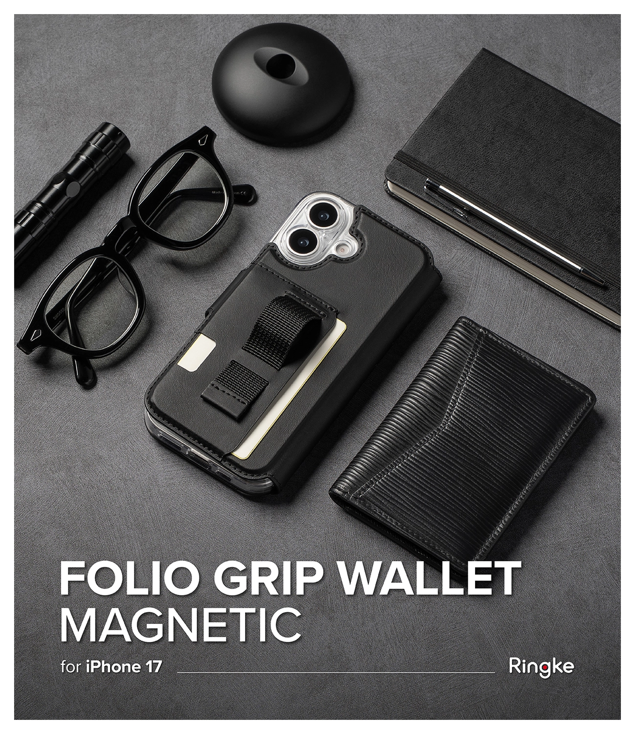 Ringke Folio Grip Wallet Magnetic Apple iPhone 17 Hoesje Zwart afbeelding 8