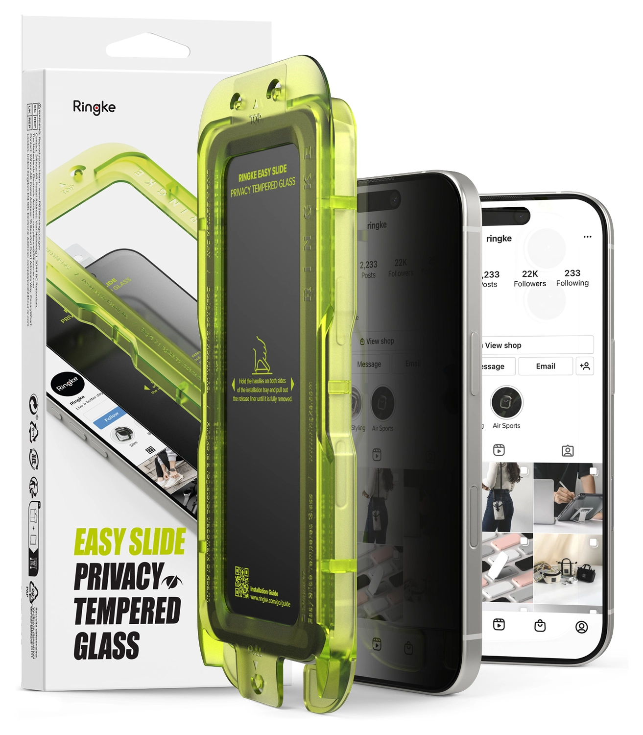 Ringke Easy Slide Privacy Glass iPhone 17 Screen Protector Jig 2-Pack afbeelding 1