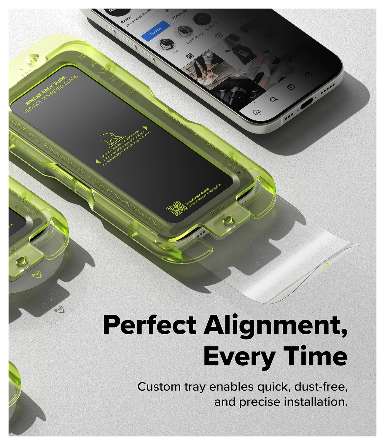 Ringke Easy Slide Privacy Glass iPhone 17 Screen Protector Jig 2-Pack afbeelding 4