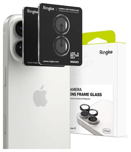 Ringke Frame Glass iPhone 17 Camera Protector Tempered Glass (2-Pack) afbeelding 1