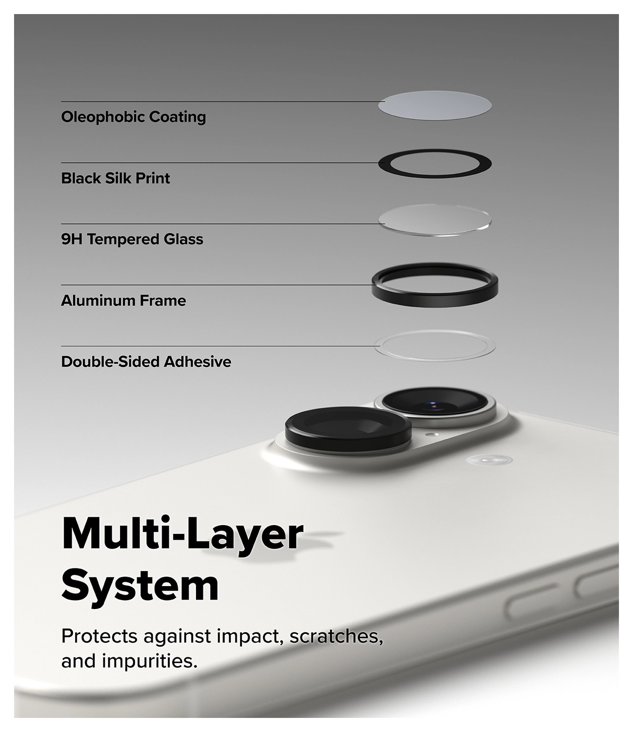 Ringke Frame Glass iPhone 17 Camera Protector Tempered Glass (2-Pack) afbeelding 9