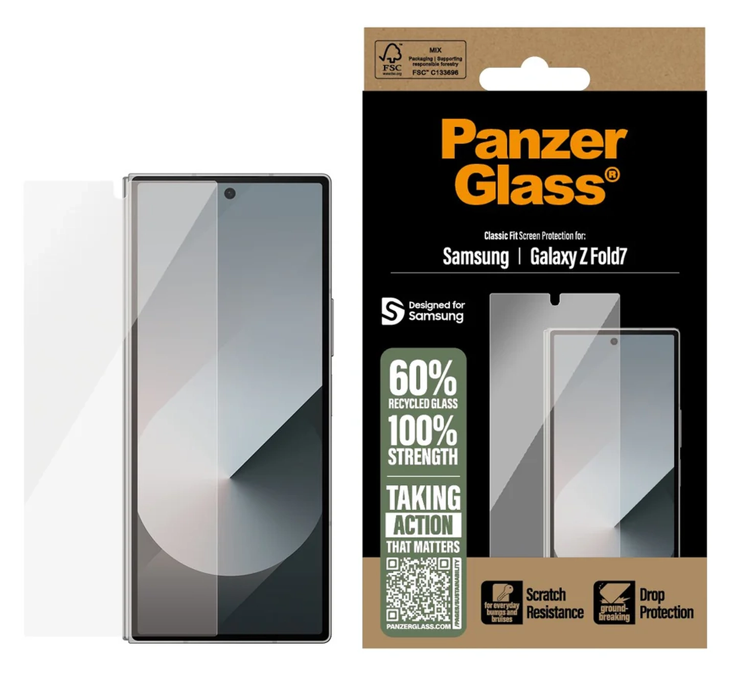 PanzerGlass Classic Fit Samsung Galaxy Z Fold 7 Screen Protector Tempered Glass afbeelding 1