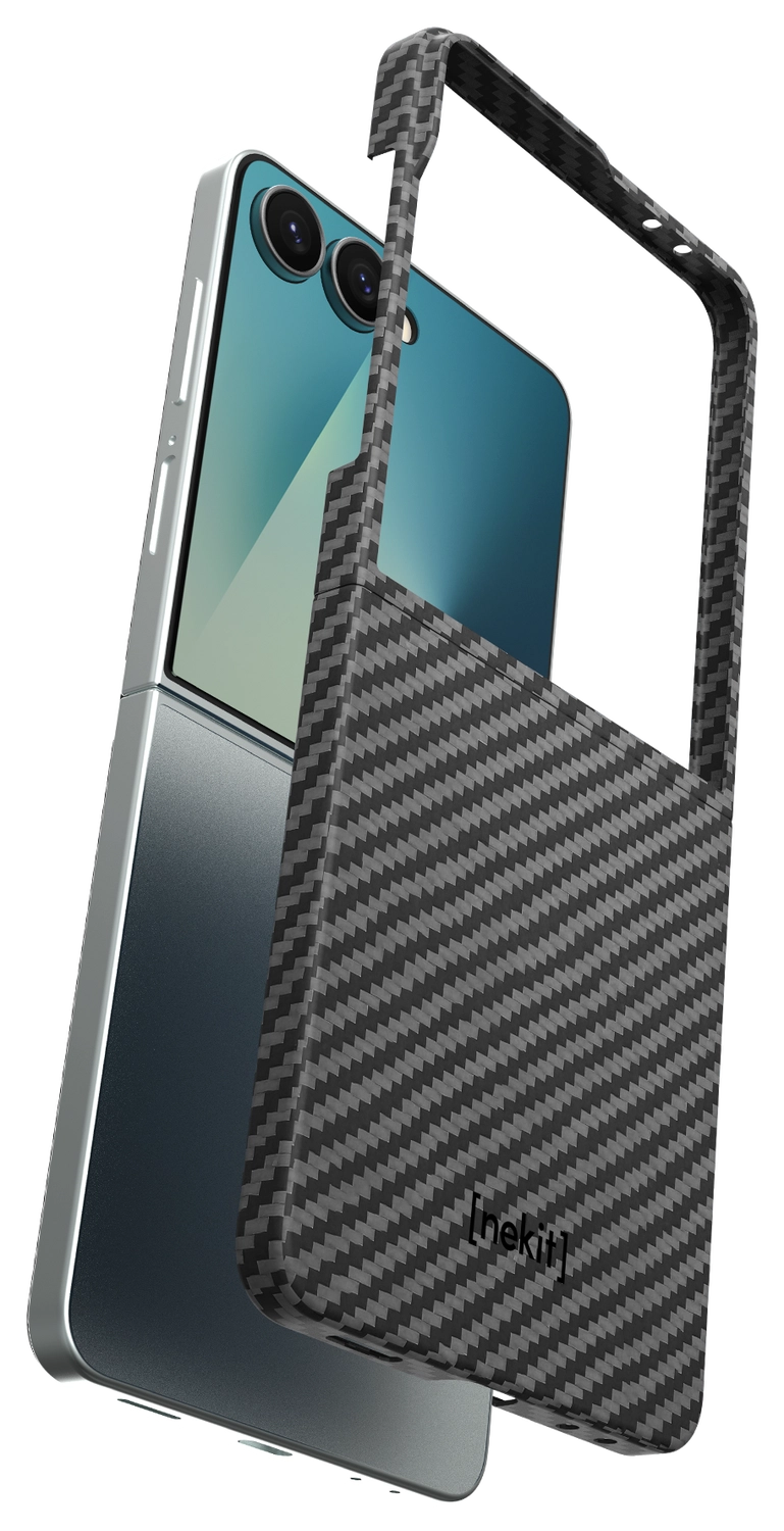 NEKIT Fiber Samsung Galaxy Z Flip 7 Hoesje MagSafe / Qi2 Back Cover Dun Zwart afbeelding 3
