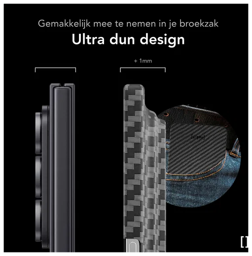 NEKIT Fiber Samsung Galaxy Z Fold 7 Hoesje MagSafe Kevlar Back Cover Dun Zwart afbeelding 5