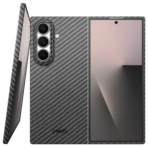 NEKIT Fiber Samsung Galaxy Z Fold 7 Hoesje MagSafe Kevlar Back Cover Dun Zwart afbeelding 1
