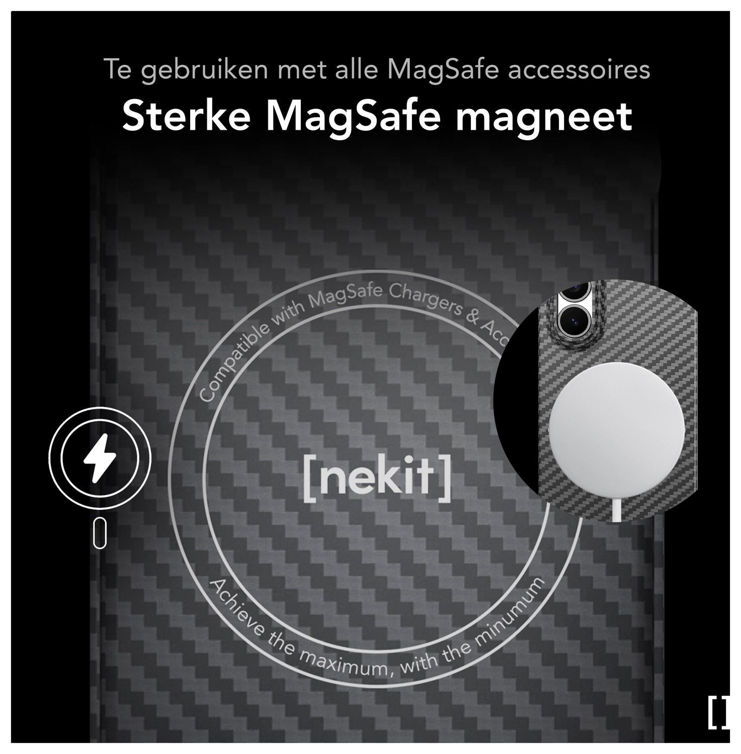 NEKIT Fiber Samsung Galaxy Z Fold 7 Hoesje MagSafe Kevlar Back Cover Dun Zwart afbeelding 3