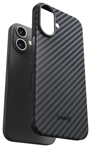 NEKIT Fiber Apple iPhone 17 Hoesje MagSafe Kevlar Back Cover Dun Zwart afbeelding 12