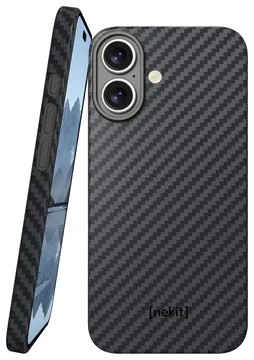 NEKIT Fiber Apple iPhone 17 Hoesje MagSafe Kevlar Back Cover Dun Zwart