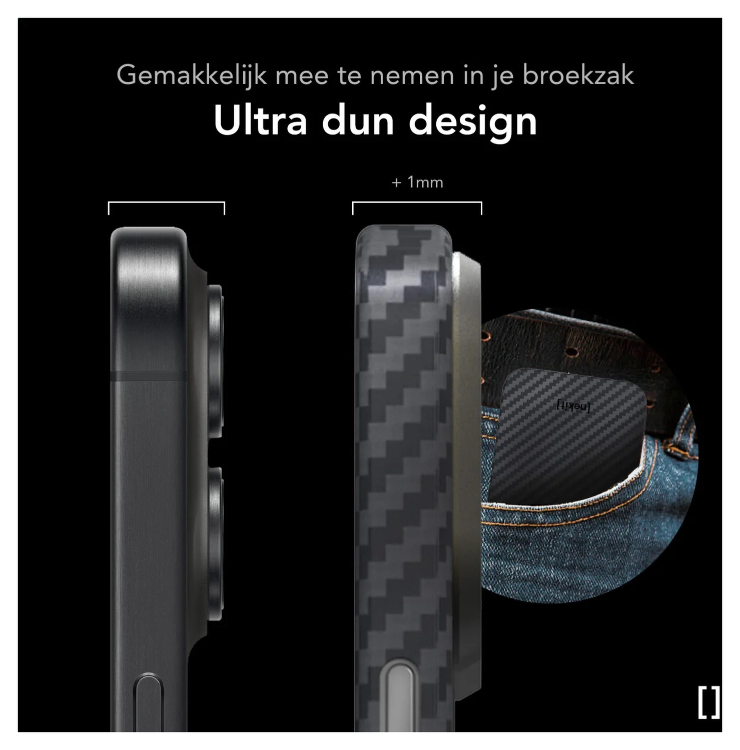 NEKIT Fiber Apple iPhone 17 Hoesje MagSafe Kevlar Back Cover Dun Zwart afbeelding 5