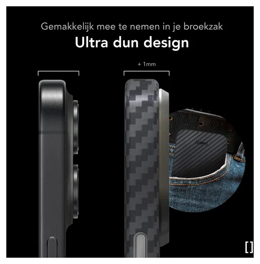 NEKIT Fiber Apple iPhone 17 Hoesje MagSafe Kevlar Back Cover Dun Zwart afbeelding 5