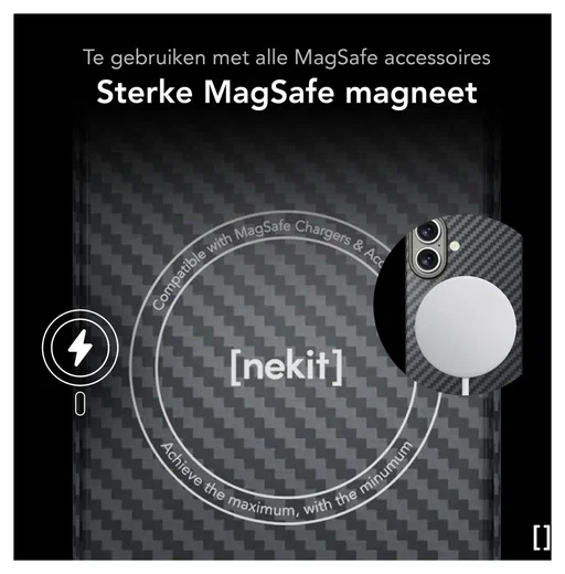 NEKIT Fiber Apple iPhone 17 Hoesje MagSafe Kevlar Back Cover Dun Zwart afbeelding 6