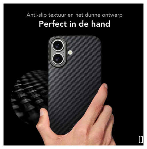 NEKIT Fiber Apple iPhone 17 Hoesje MagSafe Kevlar Back Cover Dun Zwart afbeelding 7