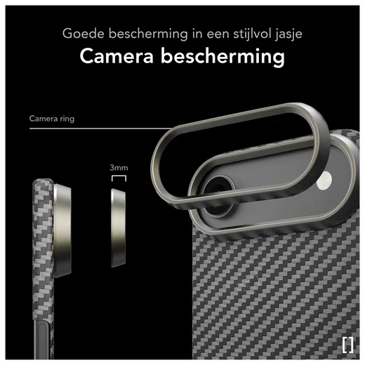 NEKIT Fiber Apple iPhone Air Hoesje MagSafe Kevlar Back Cover Dun Zwart afbeelding 4