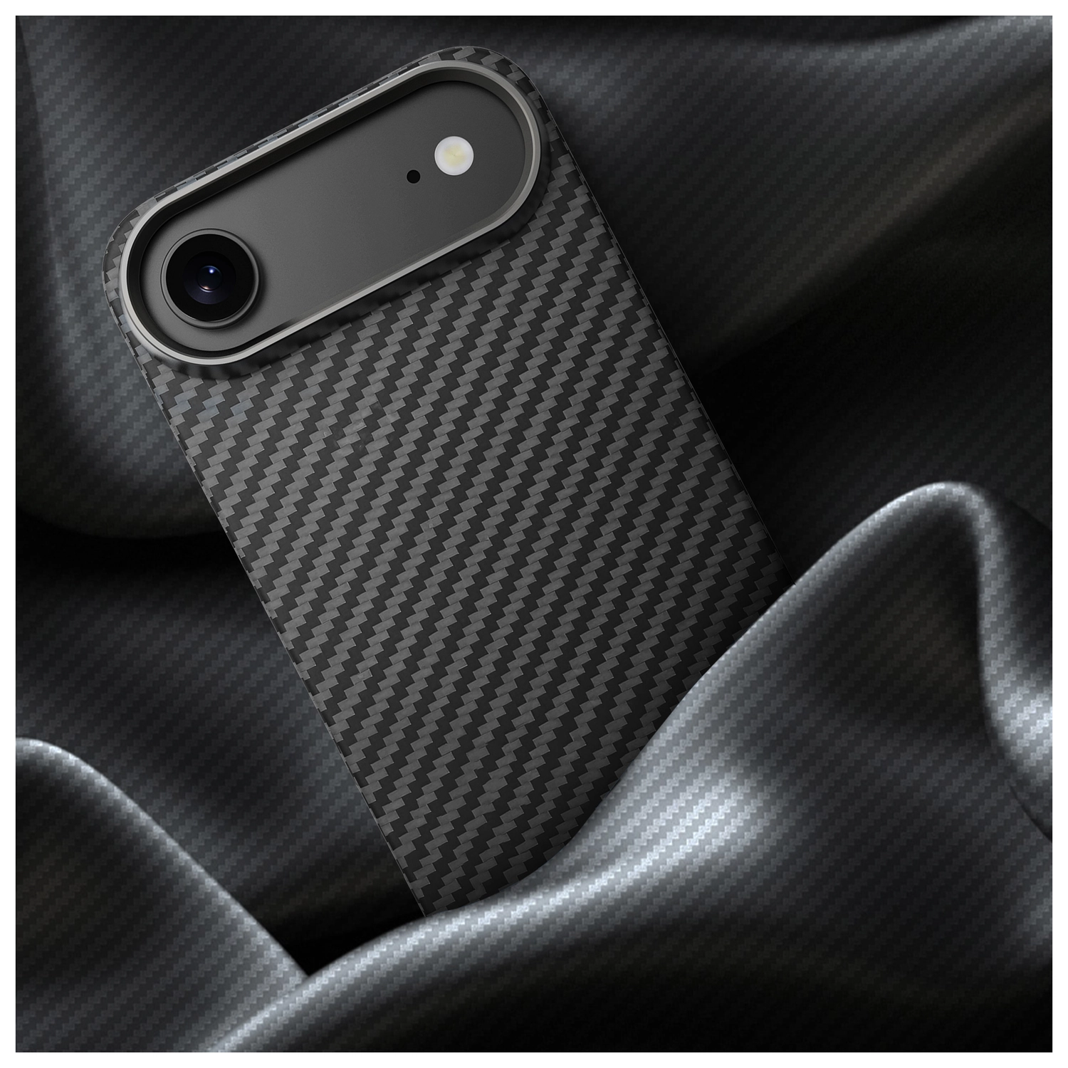 NEKIT Fiber Apple iPhone Air Hoesje MagSafe Kevlar Back Cover Dun Zwart afbeelding 11