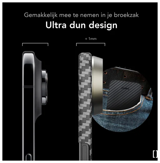 NEKIT Fiber Apple iPhone Air Hoesje MagSafe Kevlar Back Cover Dun Zwart afbeelding 8