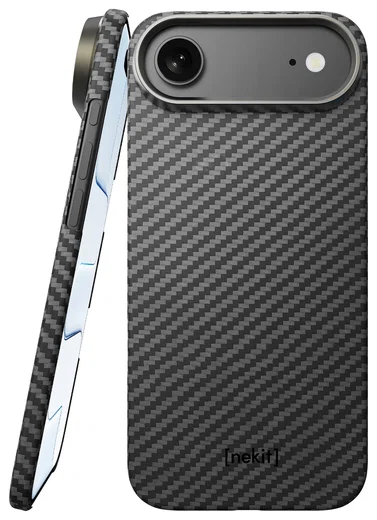 NEKIT Fiber Apple iPhone Air Hoesje MagSafe Kevlar Back Cover Dun Zwart afbeelding 1