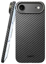 NEKIT Fiber Apple iPhone Air Hoesje MagSafe Kevlar Back Cover Dun Zwart afbeelding