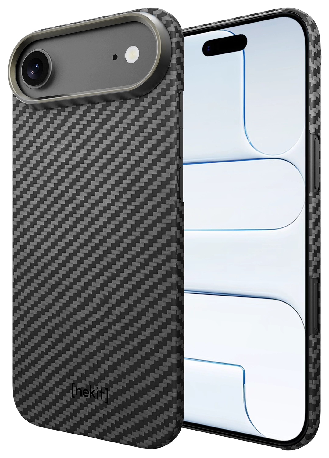 NEKIT Fiber Apple iPhone Air Hoesje MagSafe Kevlar Back Cover Dun Zwart afbeelding 2