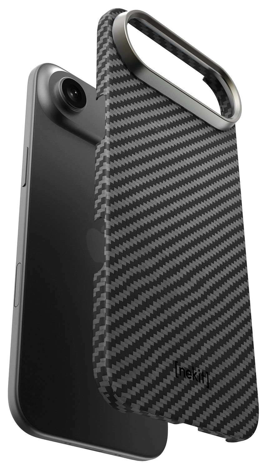 NEKIT Fiber Apple iPhone Air Hoesje MagSafe Kevlar Back Cover Dun Zwart afbeelding 13