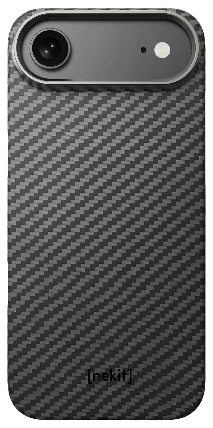 NEKIT Fiber Apple iPhone Air Hoesje MagSafe Kevlar Back Cover Dun Zwart afbeelding 14