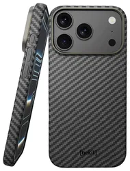 NEKIT Fiber Apple iPhone 17 Pro Hoesje MagSafe Kevlar Back Cover Dun Zwart afbeelding