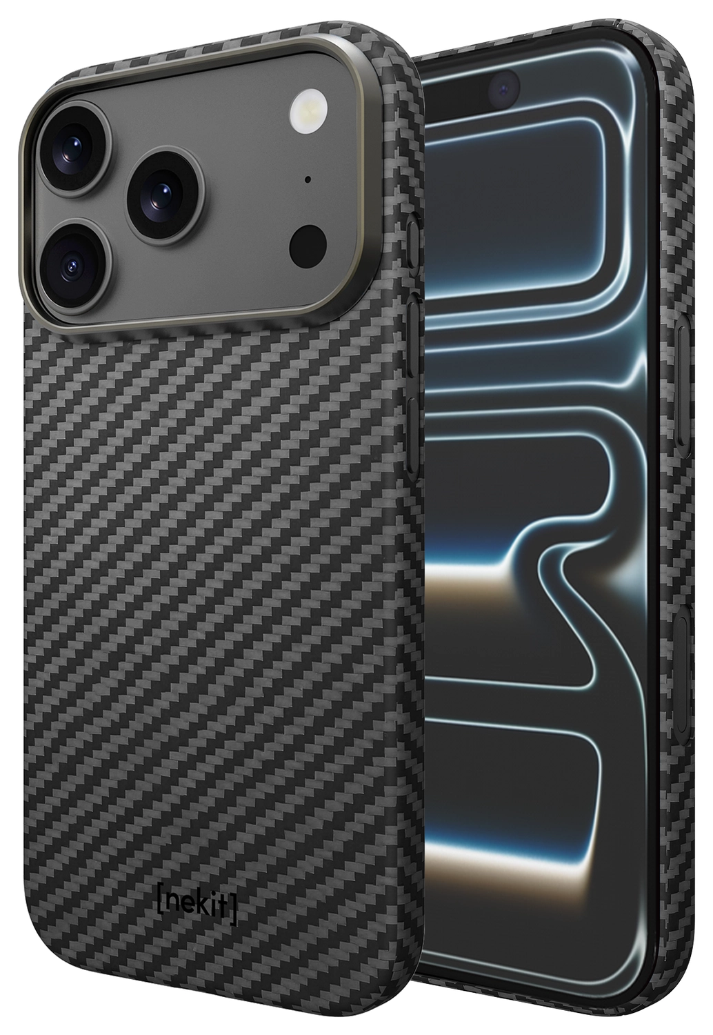 NEKIT Fiber Apple iPhone 17 Pro Hoesje MagSafe Kevlar Back Cover Dun Zwart afbeelding 2