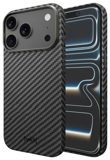 NEKIT Fiber Apple iPhone 17 Pro Hoesje MagSafe Kevlar Back Cover Dun Zwart afbeelding 2