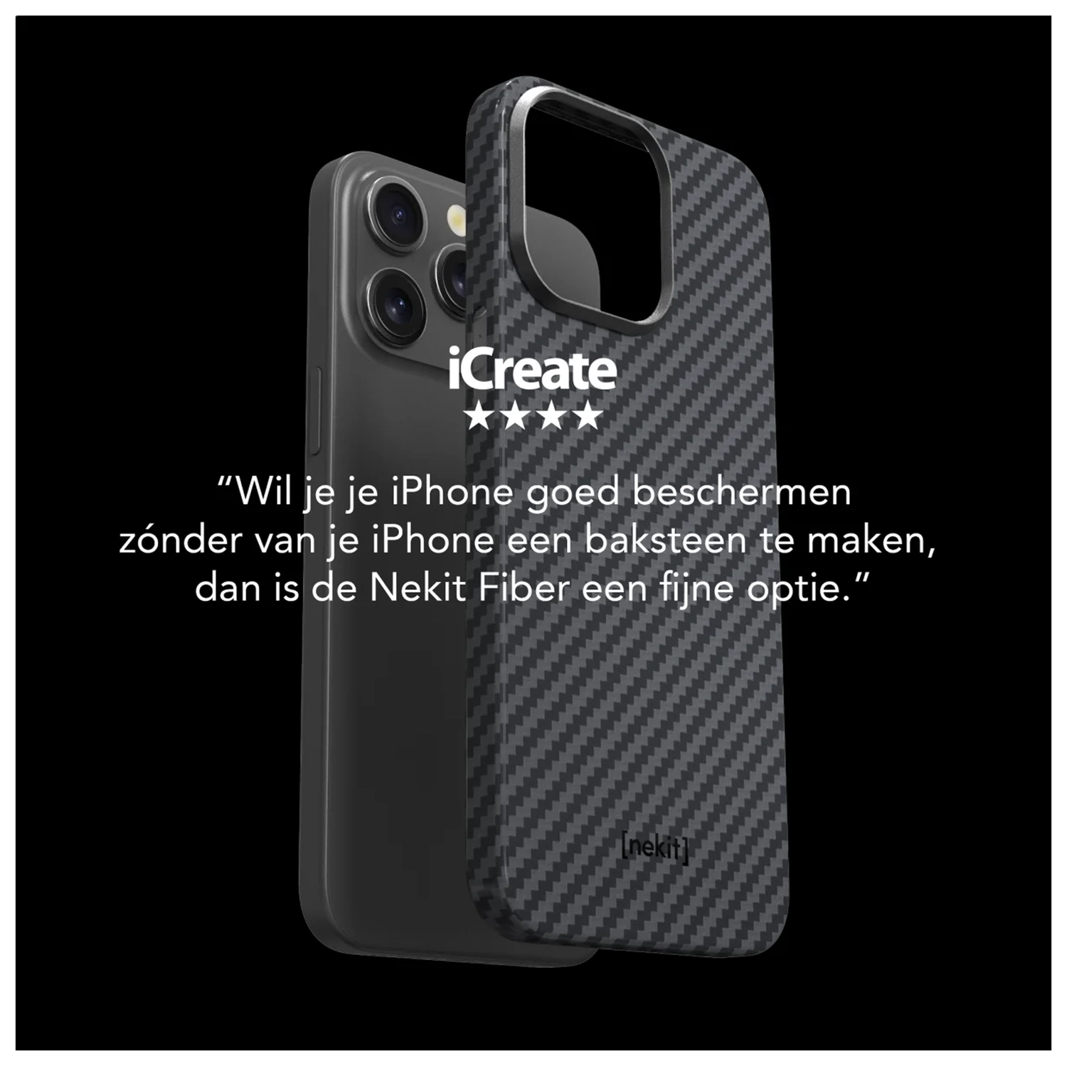 NEKIT Fiber Apple iPhone 17 Pro Max Hoesje MagSafe Kevlar Back Cover Dun Zwart afbeelding 6