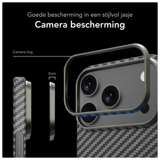 NEKIT Fiber Apple iPhone 17 Pro Max Hoesje MagSafe Kevlar Back Cover Dun Zwart afbeelding 4