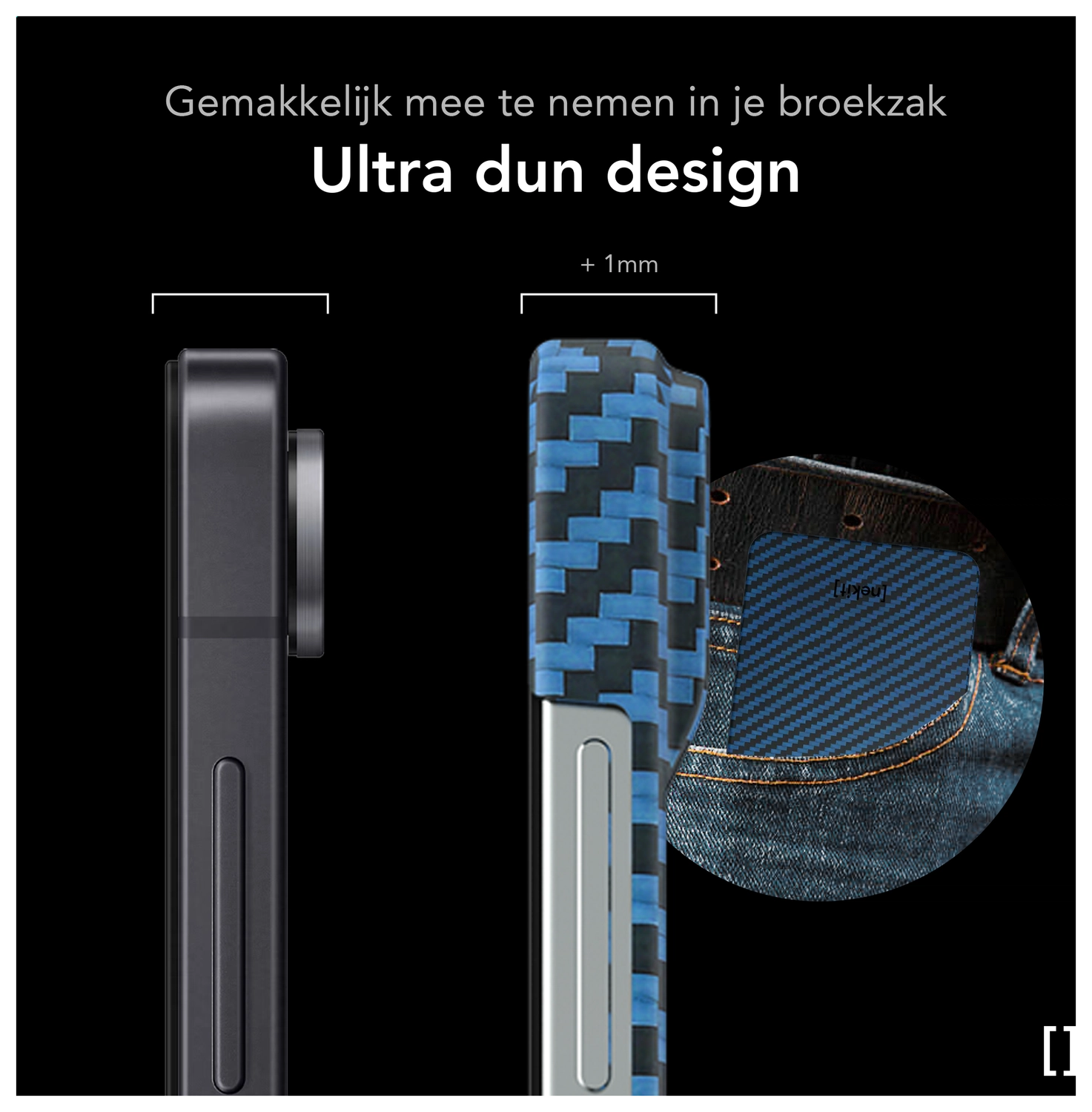 NEKIT Fiber Samsung Galaxy Z Flip 7 Hoesje MagSafe / Qi2 Kevlar Dun Blauw afbeelding 5