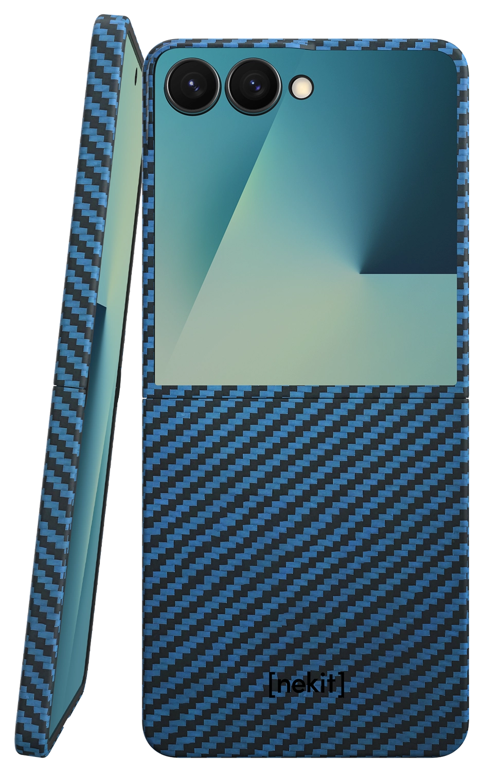 NEKIT Fiber Samsung Galaxy Z Flip 7 Hoesje MagSafe / Qi2 Kevlar Dun Blauw afbeelding 1