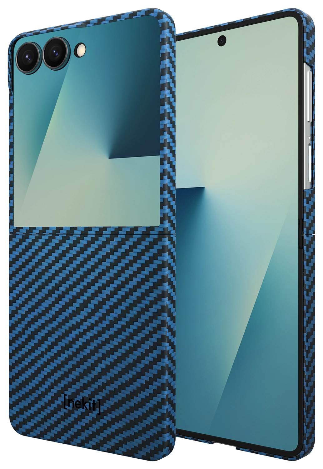 NEKIT Fiber Samsung Galaxy Z Flip 7 Hoesje MagSafe / Qi2 Kevlar Dun Blauw afbeelding 2