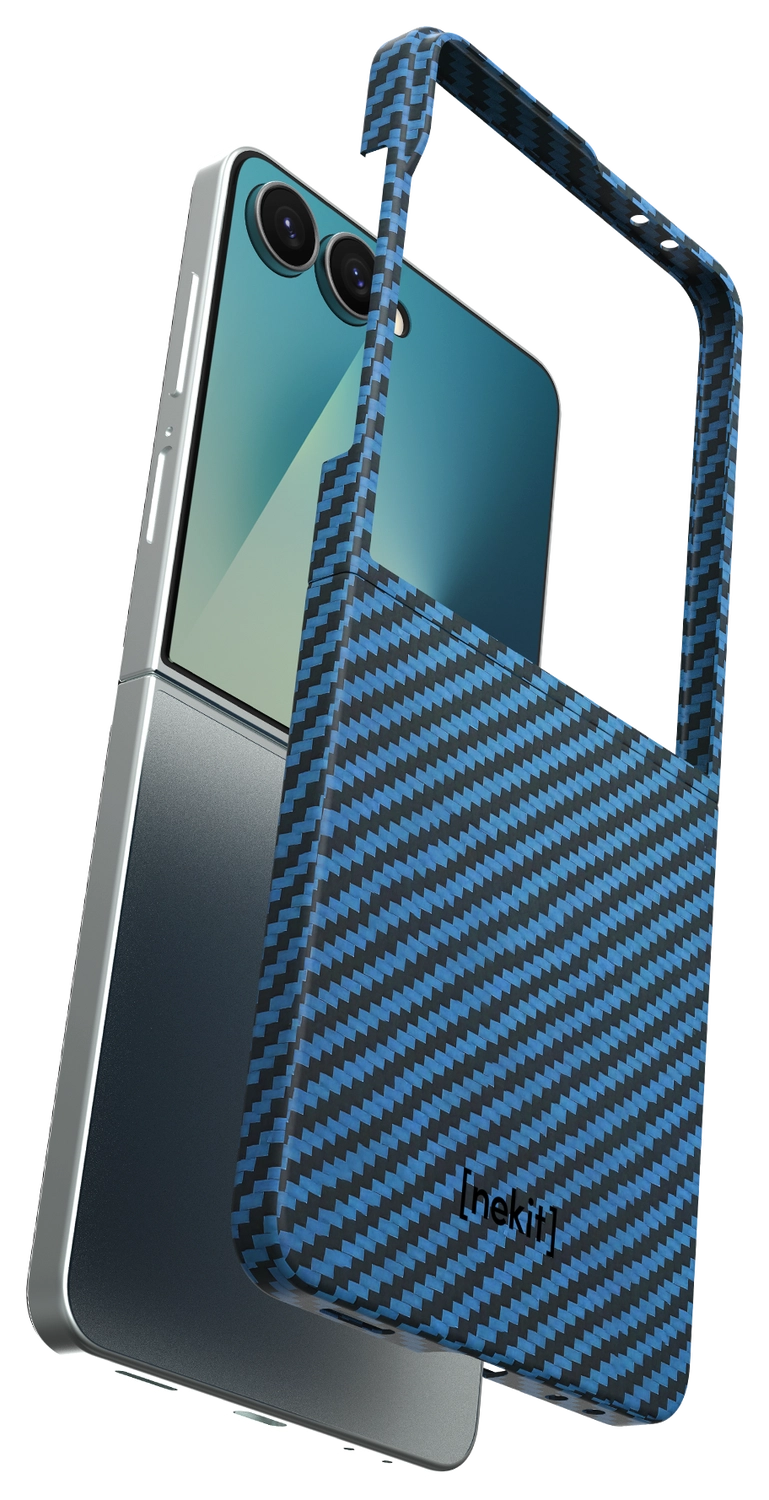 NEKIT Fiber Samsung Galaxy Z Flip 7 Hoesje MagSafe / Qi2 Kevlar Dun Blauw afbeelding 7