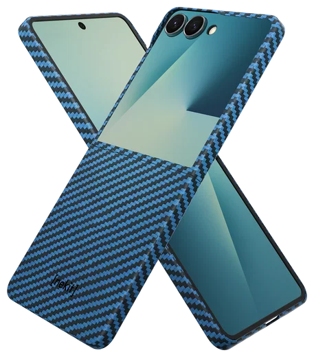 NEKIT Fiber Samsung Galaxy Z Flip 7 Hoesje MagSafe / Qi2 Kevlar Dun Blauw afbeelding 8