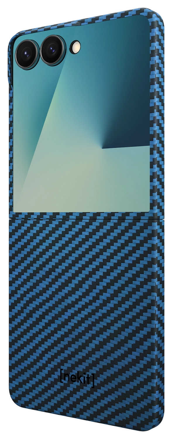 NEKIT Fiber Samsung Galaxy Z Flip 7 Hoesje MagSafe / Qi2 Kevlar Dun Blauw afbeelding 11