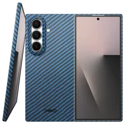 NEKIT Fiber Samsung Galaxy Z Fold 7 Hoesje MagSafe Kevlar Back Cover Dun Blauw afbeelding