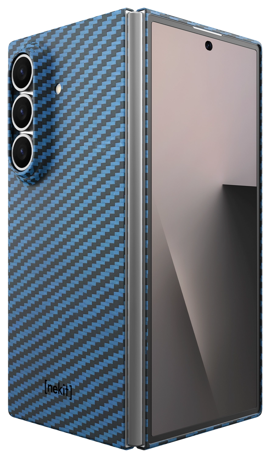 NEKIT Fiber Samsung Galaxy Z Fold 7 Hoesje MagSafe Kevlar Back Cover Dun Blauw afbeelding 8