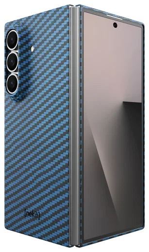 NEKIT Fiber Samsung Galaxy Z Fold 7 Hoesje MagSafe Kevlar Back Cover Dun Blauw afbeelding 8
