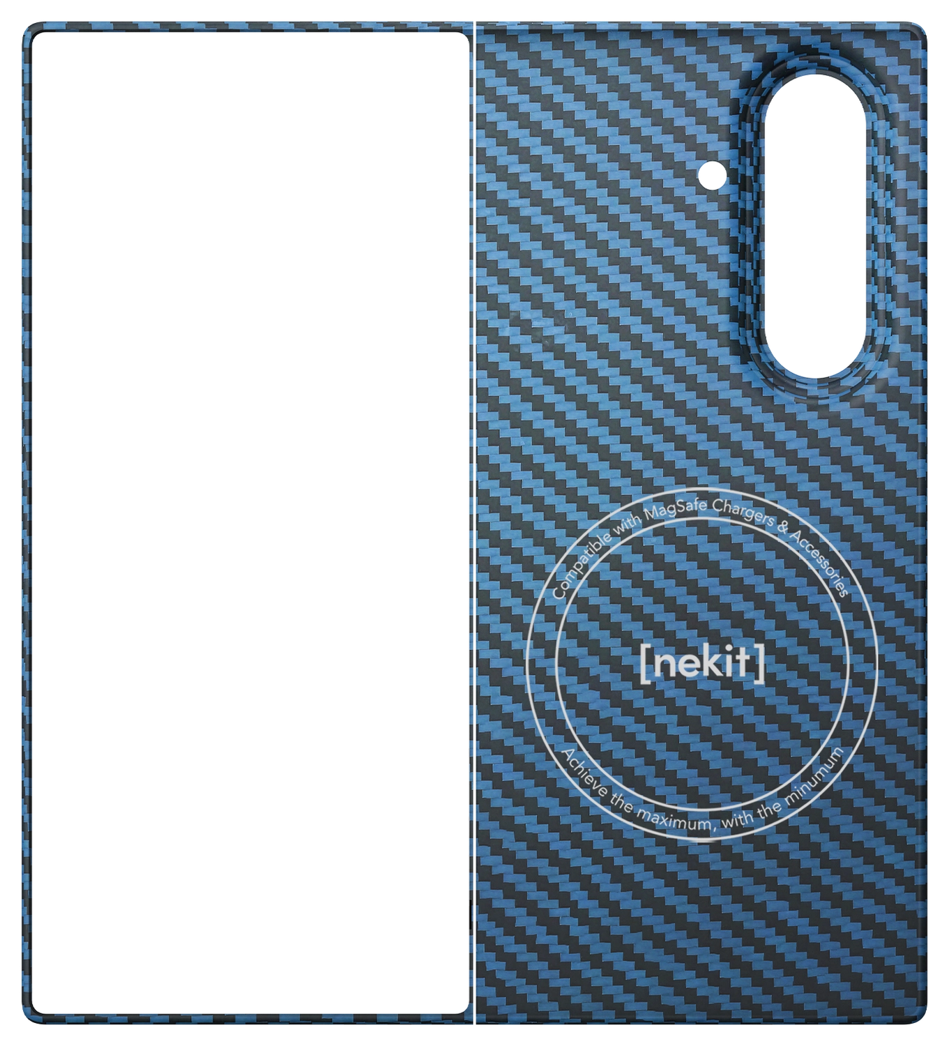 NEKIT Fiber Samsung Galaxy Z Fold 7 Hoesje MagSafe Kevlar Back Cover Dun Blauw afbeelding 11
