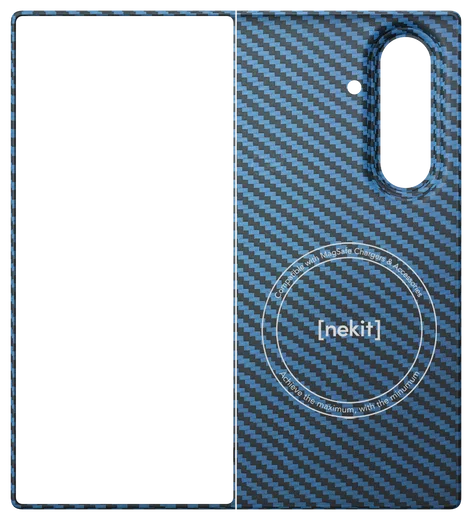 NEKIT Fiber Samsung Galaxy Z Fold 7 Hoesje MagSafe Kevlar Back Cover Dun Blauw afbeelding 11