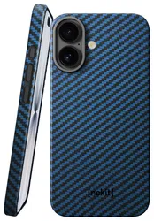 NEKIT Fiber Apple iPhone 17 Hoesje MagSafe Kevlar Back Cover Dun Blauw afbeelding